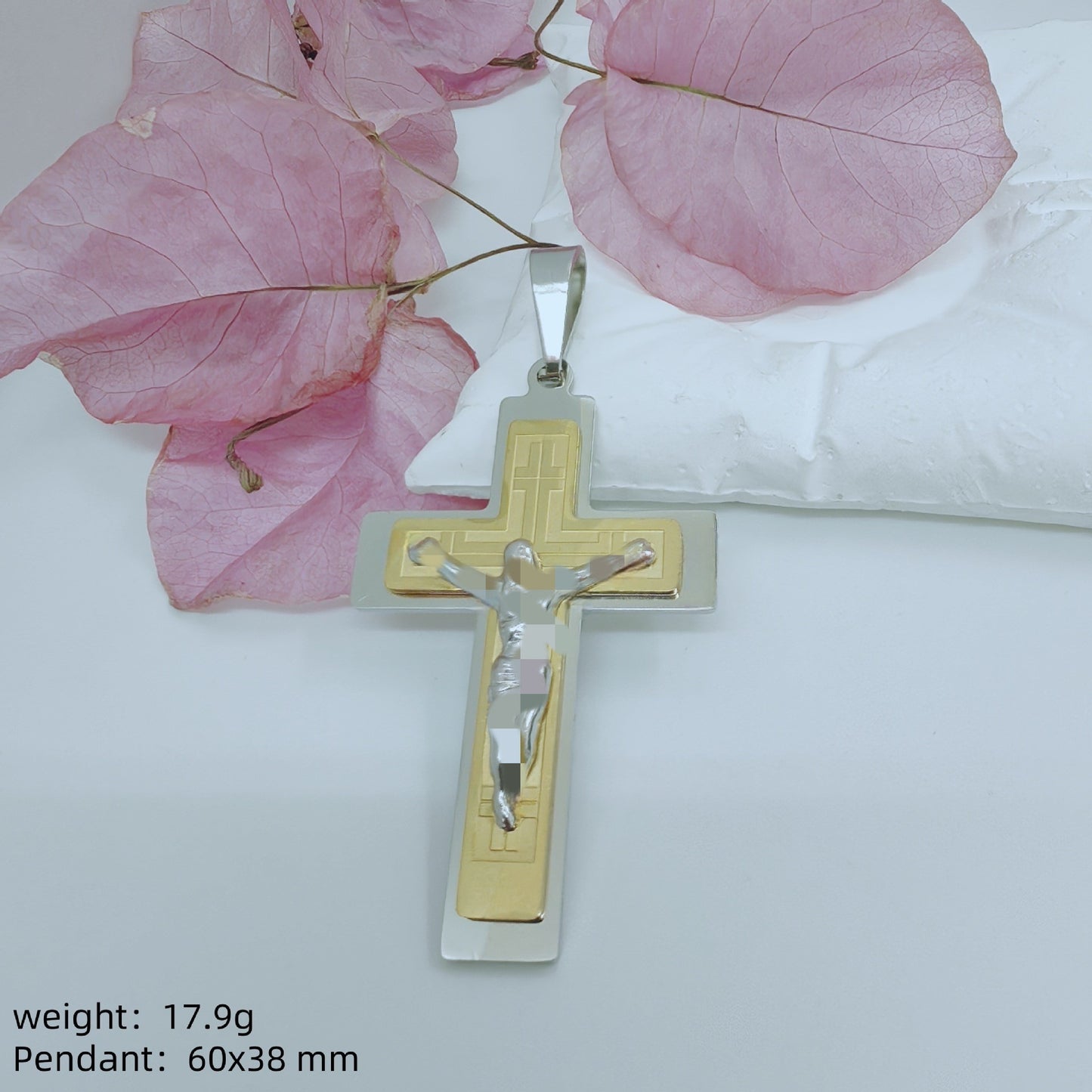 Men's Cross Pendant In 304 Stainless Steel With Steel Color Finish