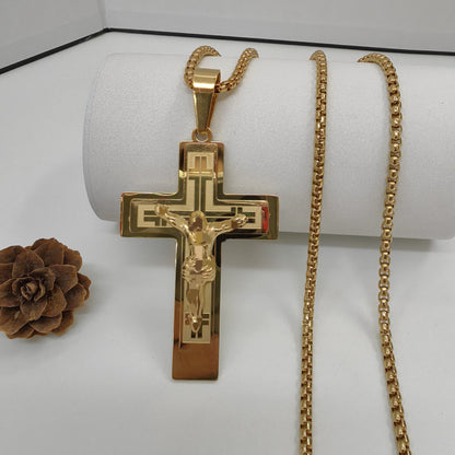 Men's Cross Pendant In 304 Stainless Steel With Steel Color Finish