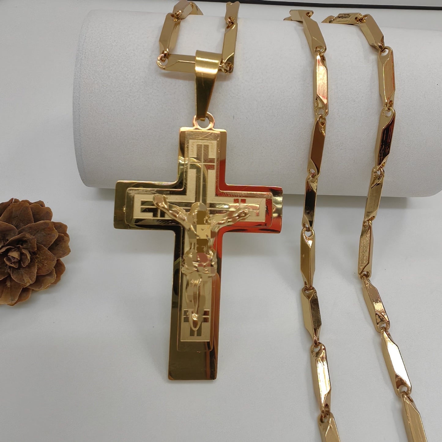 Men's Cross Pendant In 304 Stainless Steel With Steel Color Finish