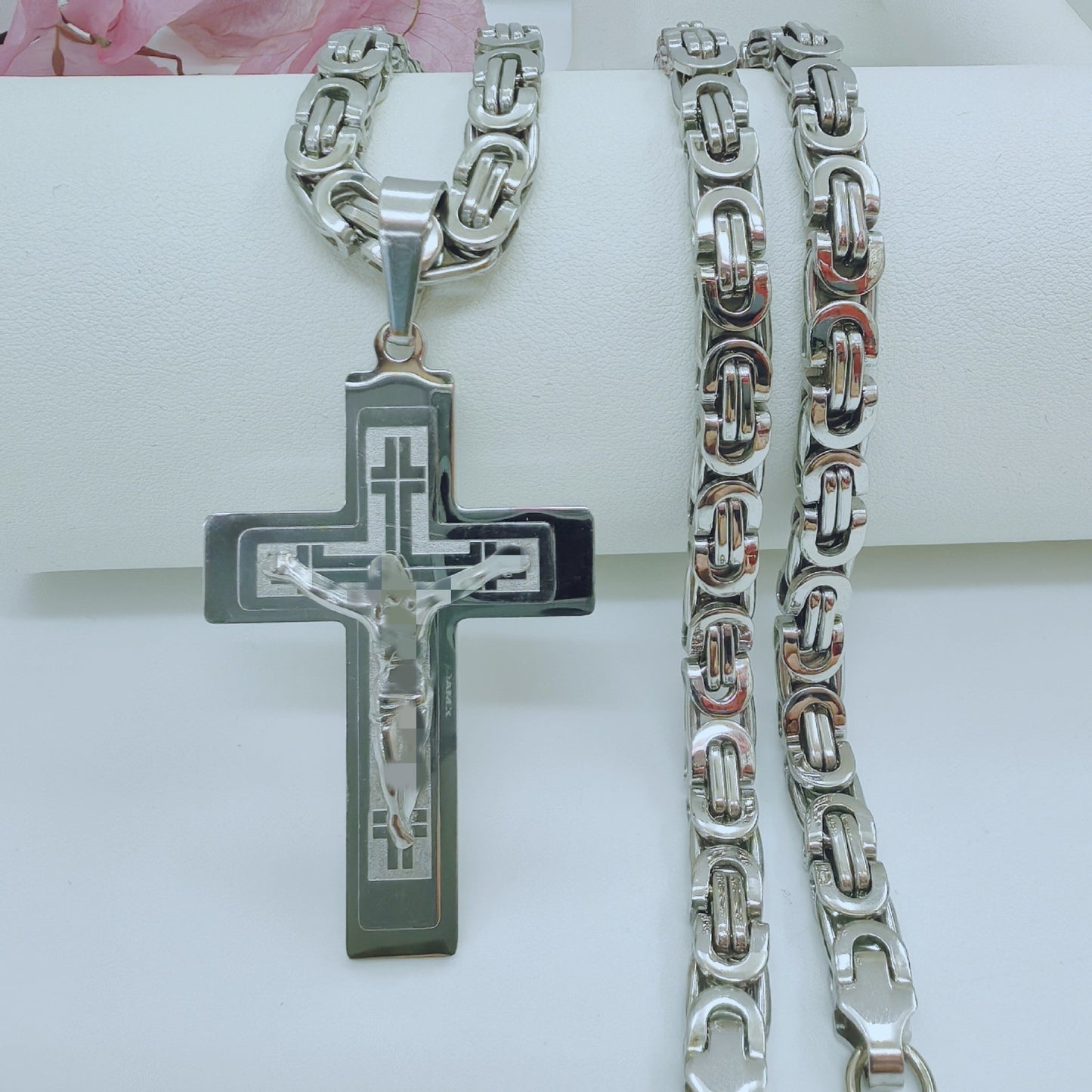 Men's Cross Pendant In 304 Stainless Steel With Steel Color Finish