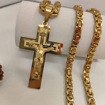 Men's Cross Pendant In 304 Stainless Steel With Steel Color Finish