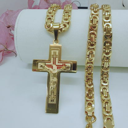 Men's Cross Pendant In 304 Stainless Steel With Steel Color Finish