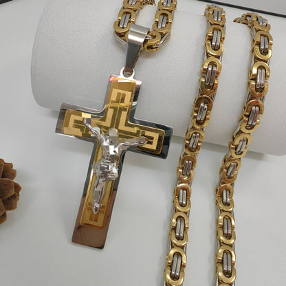 Men's Cross Pendant In 304 Stainless Steel With Steel Color Finish