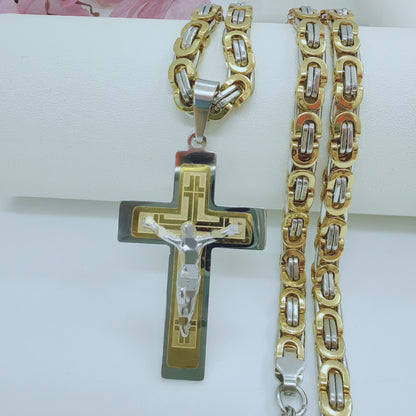 Men's Cross Pendant In 304 Stainless Steel With Steel Color Finish