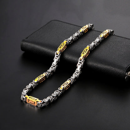 Geometric Necklace In Steel Color Featuring Titanium Steel Twisted Rope Chain And Pendant