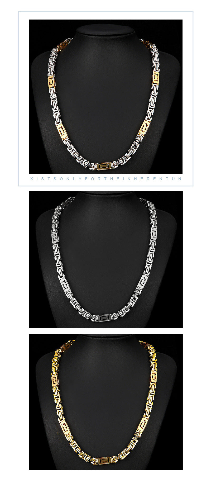 Geometric Necklace In Steel Color Featuring Titanium Steel Twisted Rope Chain And Pendant