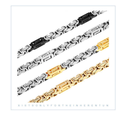 Geometric Necklace In Steel Color Featuring Titanium Steel Twisted Rope Chain And Pendant