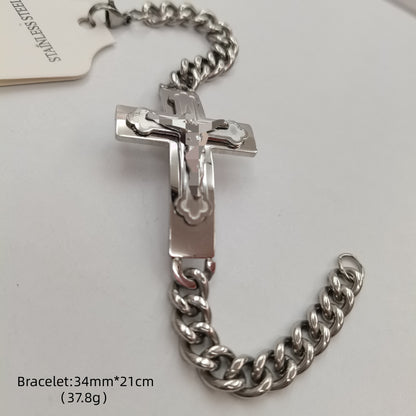 Men's Quadrilateral Pendant In Titanium Steel With Steel Color, Perfect For Spring Wear