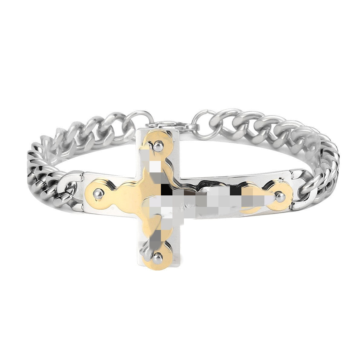 Men's Quadrilateral Pendant In Titanium Steel With Steel Color, Perfect For Spring Wear
