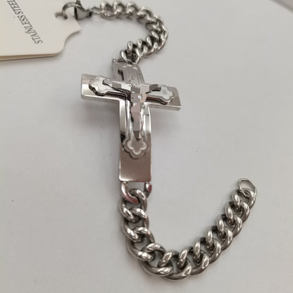 Men's Quadrilateral Pendant In Titanium Steel With Steel Color, Perfect For Spring Wear