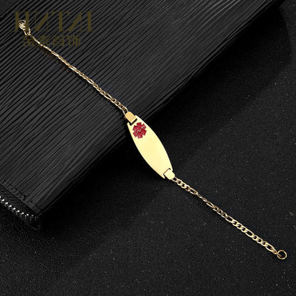 Quadrilateral ID Bracelet In Stainless Steel With Titanium Steel Chain, Unisex Design, Steel Color