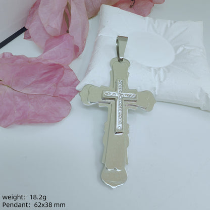 Polished 304 Stainless Steel Quadrilateral Pendant For Men In Steel Color, Perfect For Summer