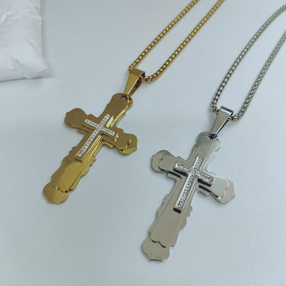 Polished 304 Stainless Steel Quadrilateral Pendant For Men In Steel Color, Perfect For Summer