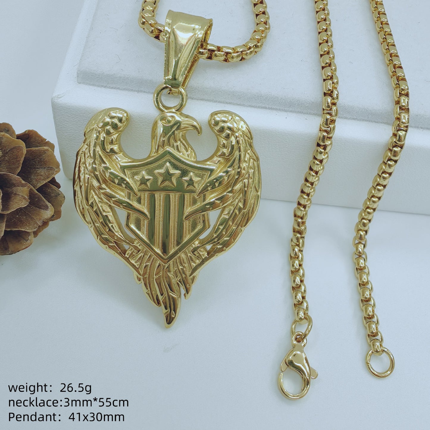 Men's Polished 304 Stainless Steel Animal Pendant In Gold, Perfect For Summer Wear
