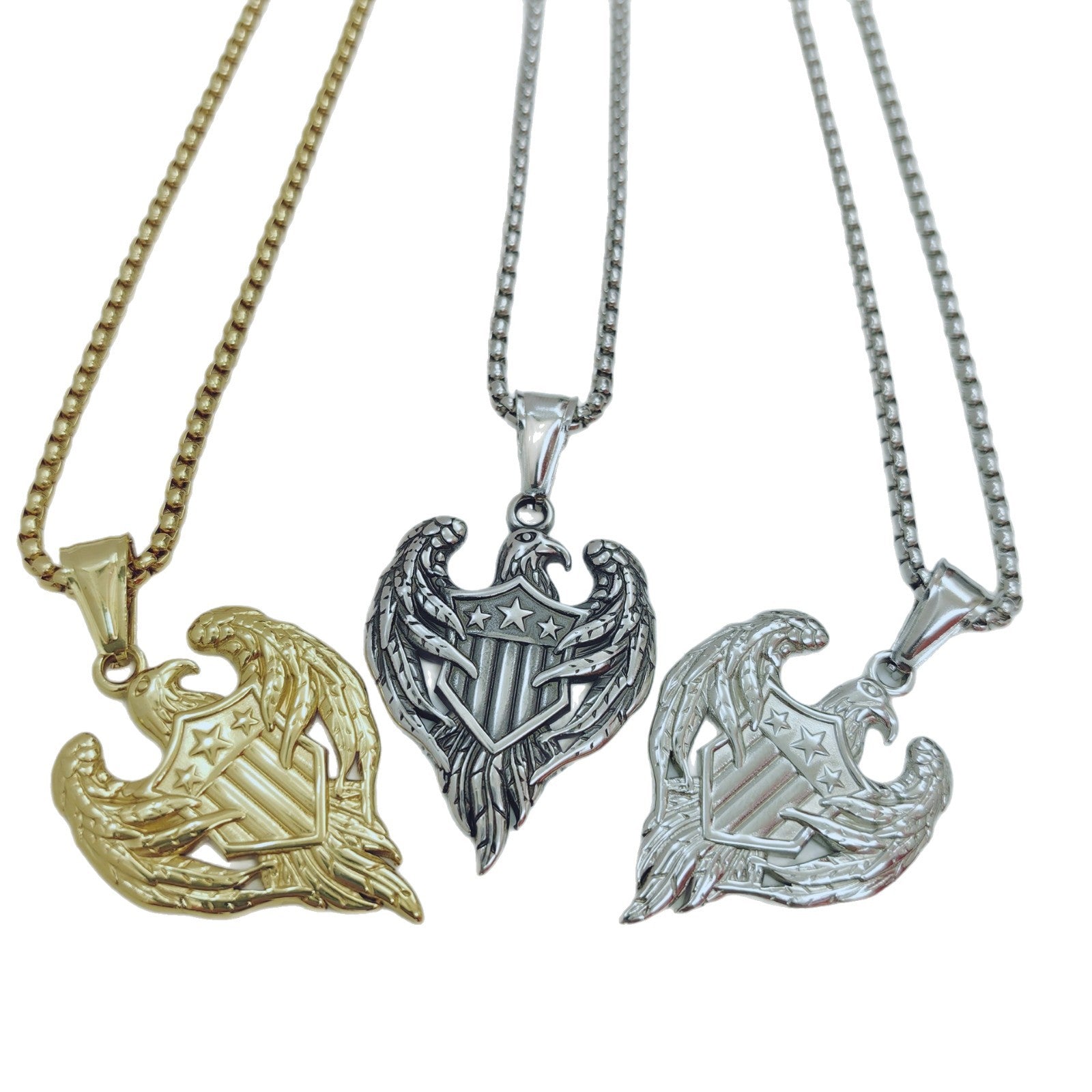Men's Polished 304 Stainless Steel Animal Pendant In Gold, Perfect For Summer Wear