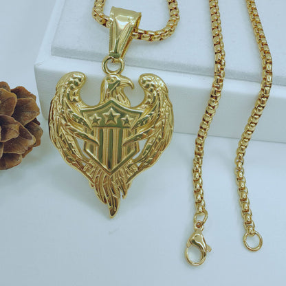 Men's Polished 304 Stainless Steel Animal Pendant In Gold, Perfect For Summer Wear