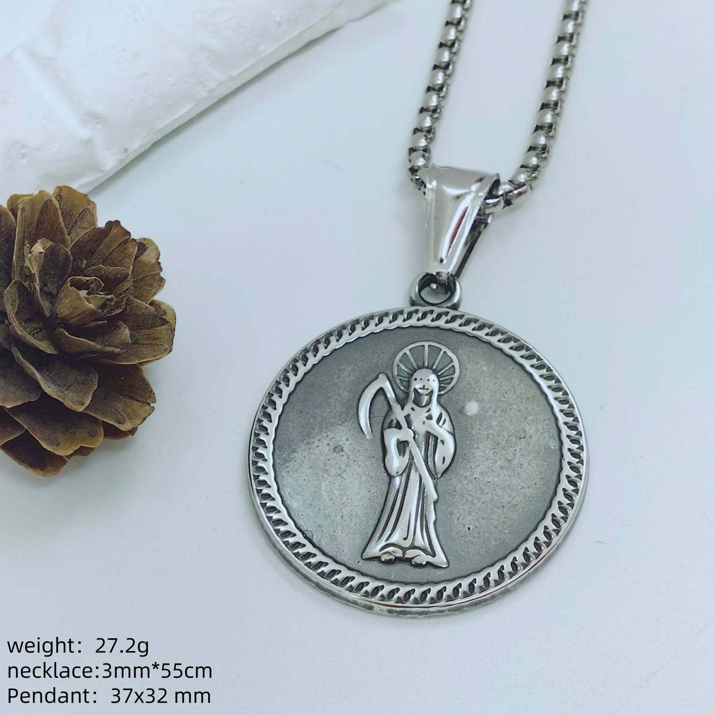 Eye Pendant In 304 Stainless Steel With Electroplated Gold Plating, Featuring Titanium Steel Chain In Simple Style For Men