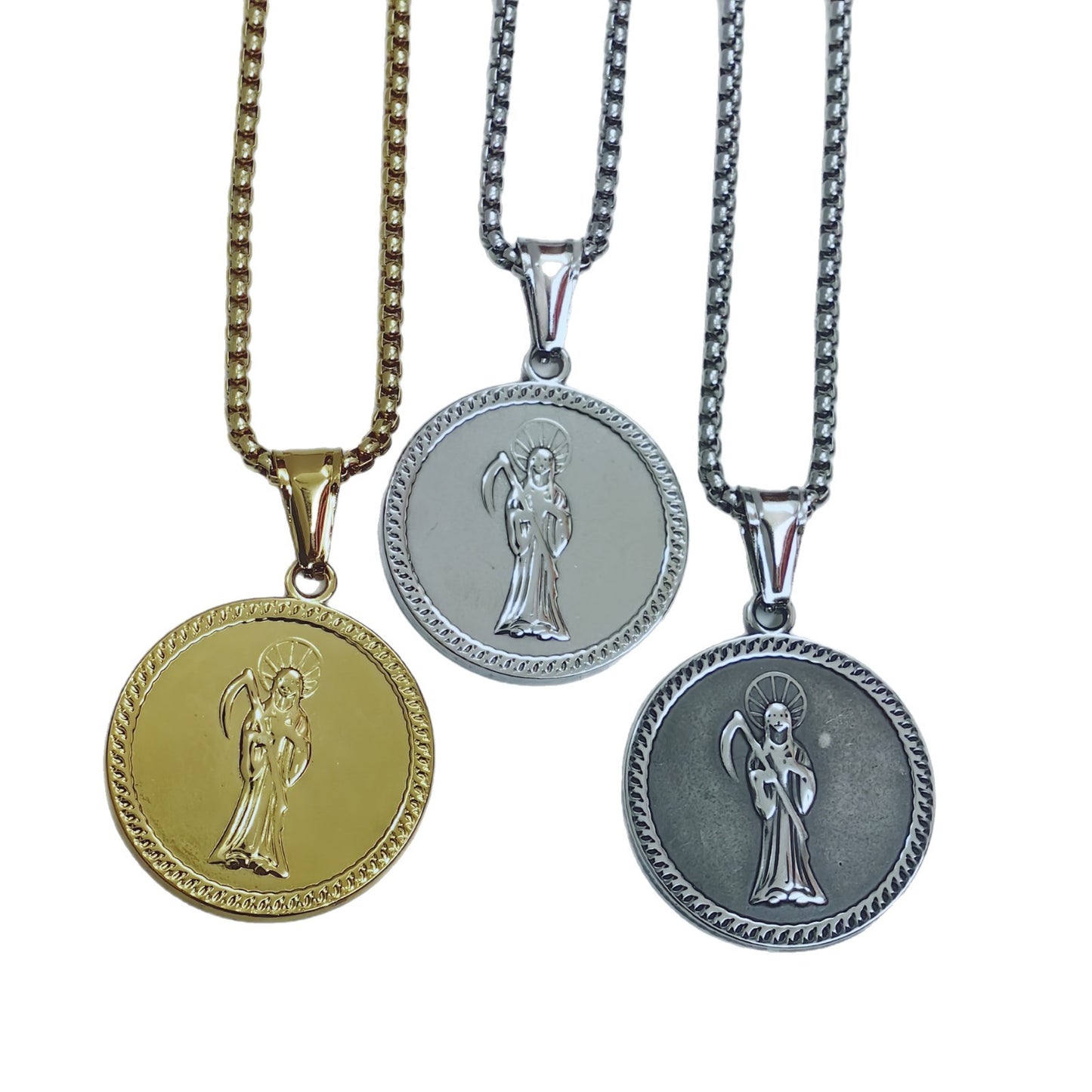 Eye Pendant In 304 Stainless Steel With Electroplated Gold Plating, Featuring Titanium Steel Chain In Simple Style For Men
