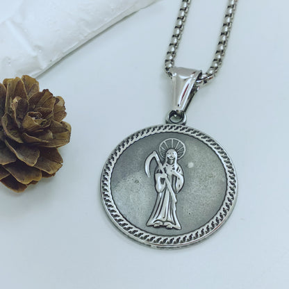 Eye Pendant In 304 Stainless Steel With Electroplated Gold Plating, Featuring Titanium Steel Chain In Simple Style For Men