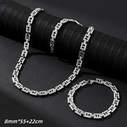 Steel-colored Necklace 8mm*55cm+22cm