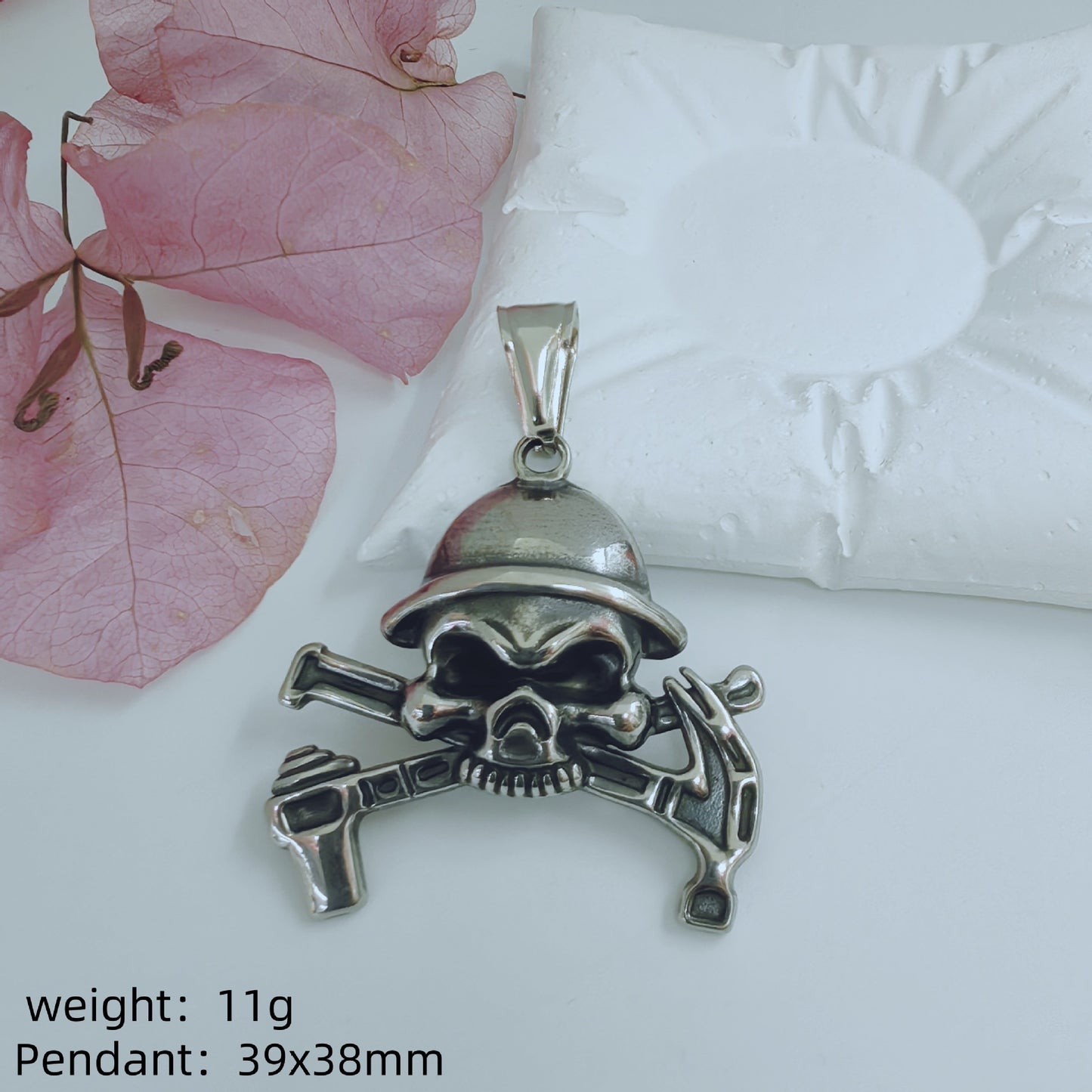 Cartoon Style Metal Pendant With Polished Finish In Steel Color, Designed For Men's Jewelry