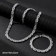 Steel-colored Necklace 8mm*60cm+22cm