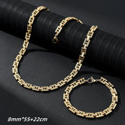 Gold Necklace 8mm*55cm+22cm