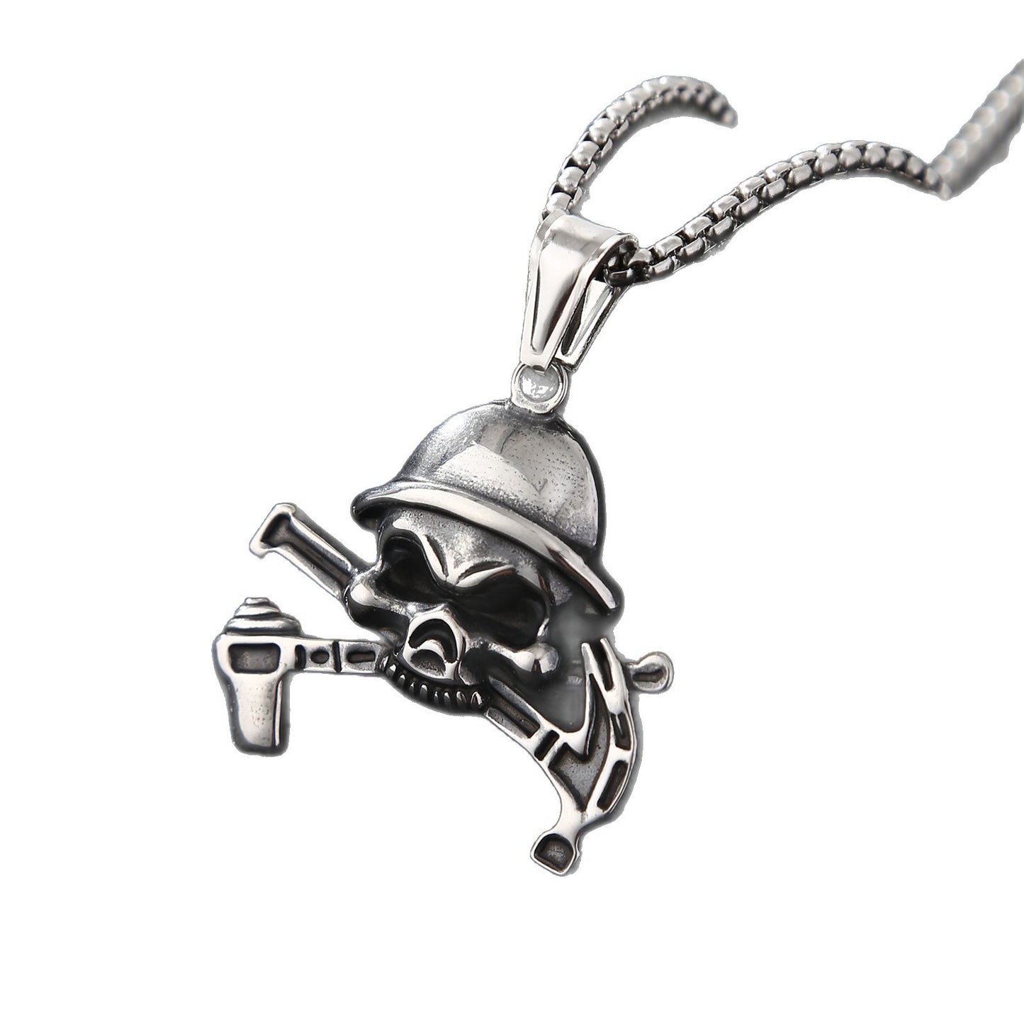 Cartoon Style Metal Pendant With Polished Finish In Steel Color, Designed For Men's Jewelry