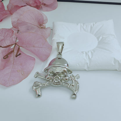 Cartoon Style Metal Pendant With Polished Finish In Steel Color, Designed For Men's Jewelry