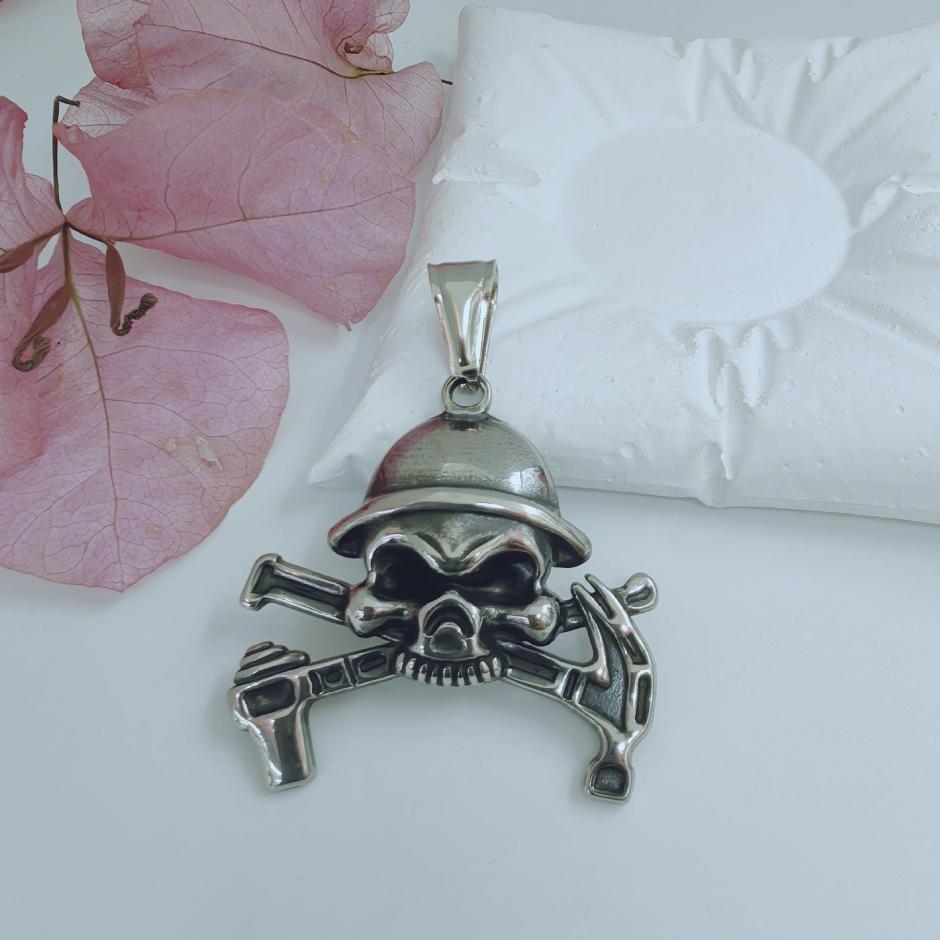 Cartoon Style Metal Pendant With Polished Finish In Steel Color, Designed For Men's Jewelry