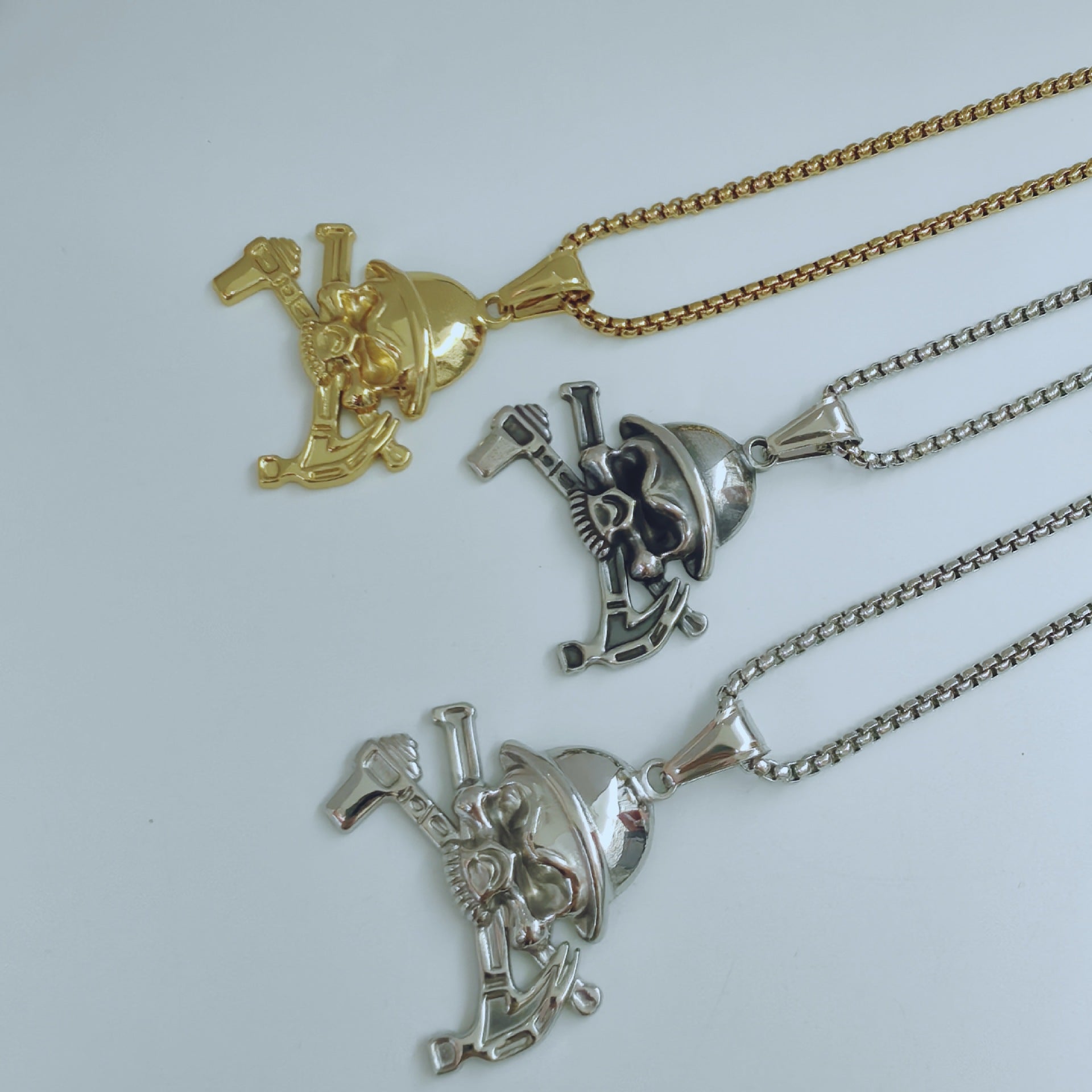 Cartoon Style Metal Pendant With Polished Finish In Steel Color, Designed For Men's Jewelry