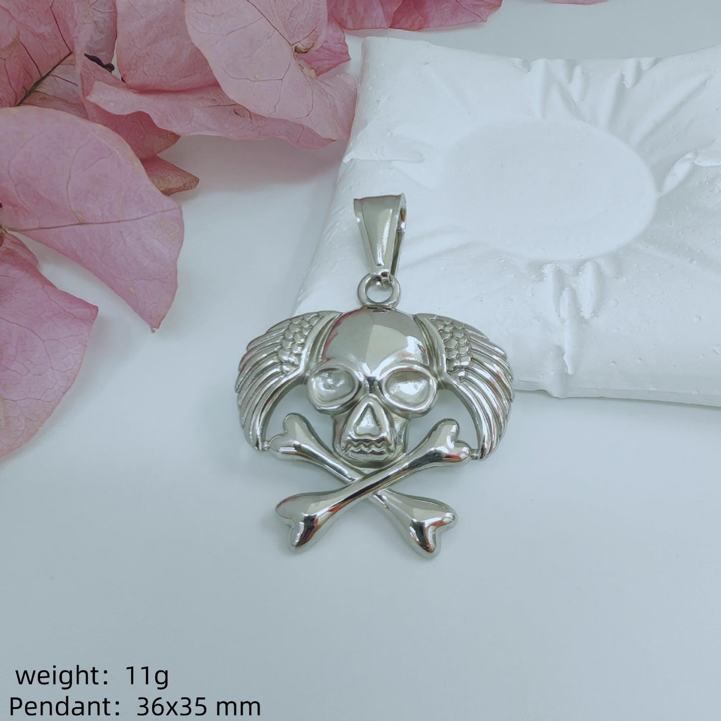 Animal Pendant In 304 Stainless Steel With Electroplated Gold Plating, Featuring Artificial Pearl Chain, Designed For Men, Steel Color