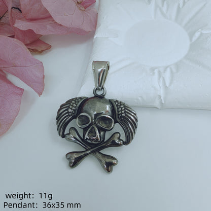 Animal Pendant In 304 Stainless Steel With Electroplated Gold Plating, Featuring Artificial Pearl Chain, Designed For Men, Steel Color