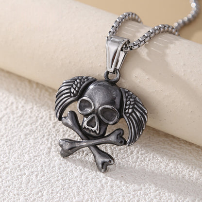 Animal Pendant In 304 Stainless Steel With Electroplated Gold Plating, Featuring Artificial Pearl Chain, Designed For Men, Steel Color