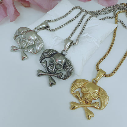 Animal Pendant In 304 Stainless Steel With Electroplated Gold Plating, Featuring Artificial Pearl Chain, Designed For Men, Steel Color