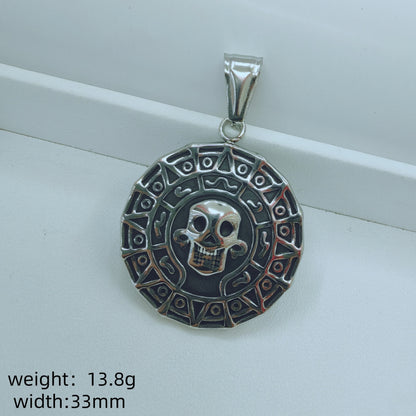Geometric Metal Pendant For Men Featuring Enamel Craftsmanship In Steel Color