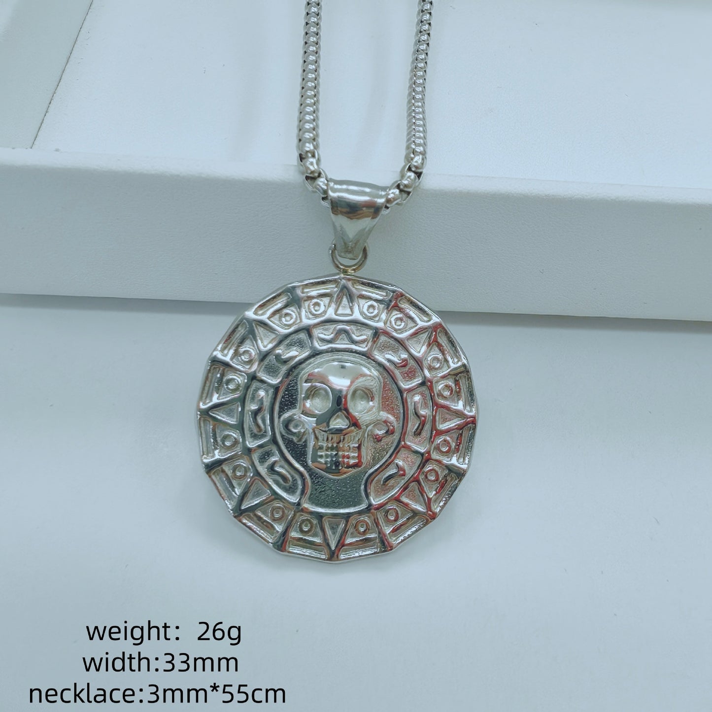 Geometric Metal Pendant For Men Featuring Enamel Craftsmanship In Steel Color