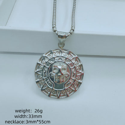 Geometric Metal Pendant For Men Featuring Enamel Craftsmanship In Steel Color