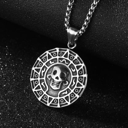 Geometric Metal Pendant For Men Featuring Enamel Craftsmanship In Steel Color