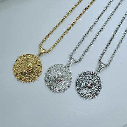 Geometric Metal Pendant For Men Featuring Enamel Craftsmanship In Steel Color