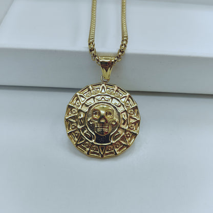 Geometric Metal Pendant For Men Featuring Enamel Craftsmanship In Steel Color