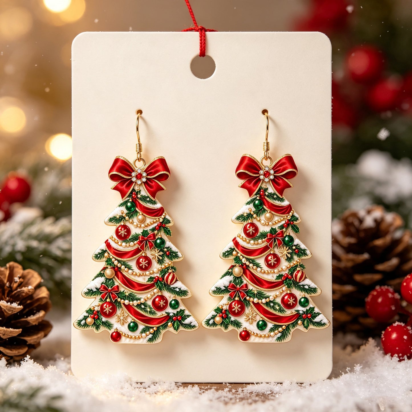 Christmas Tree Acrylic Earrings For Women With Iron Ear Pins In Colour