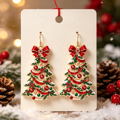 Christmas Tree Acrylic Earrings For Women With Iron Ear Pins In Colour