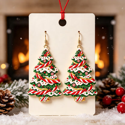 Christmas Tree Acrylic Earrings For Women With Iron Ear Pins In Colour
