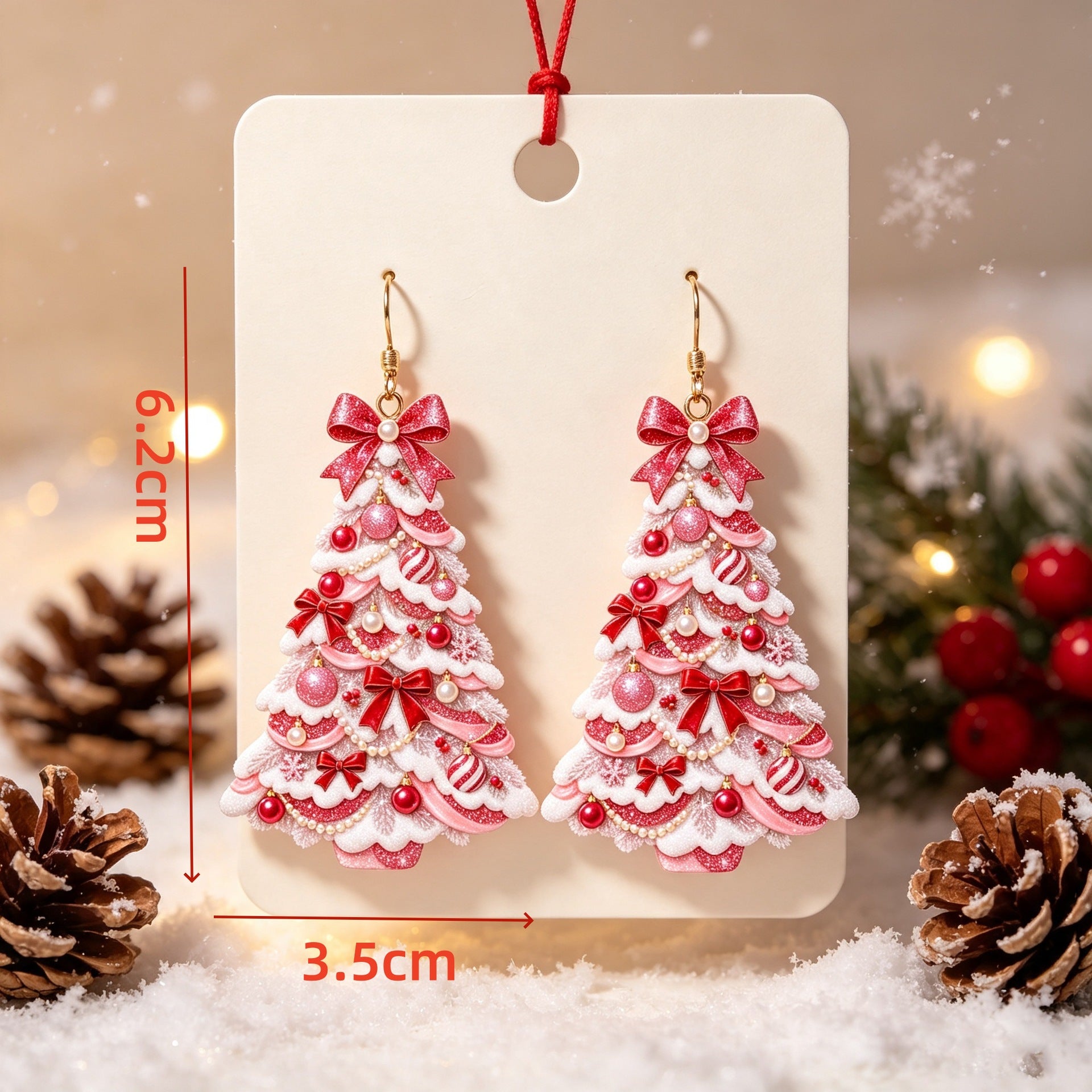 Christmas Tree Acrylic Earrings For Women With Iron Ear Pins In Colour