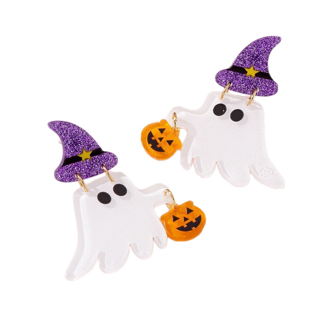 Purple Ghost Dangling Earrings For Women With 304 Stainless Steel Studs, Acrylic Design, Perfect For Halloween