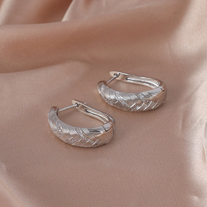 Handmade Geometric Earrings For Women With Golden Plated Brass And Zircon Inlay
