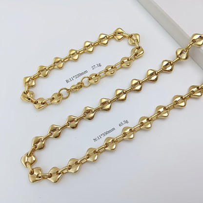Simple Style Water Droplets Necklace For Women In Gold With Diamond Inlay And 304 Stainless Steel Coffee Bean Chain