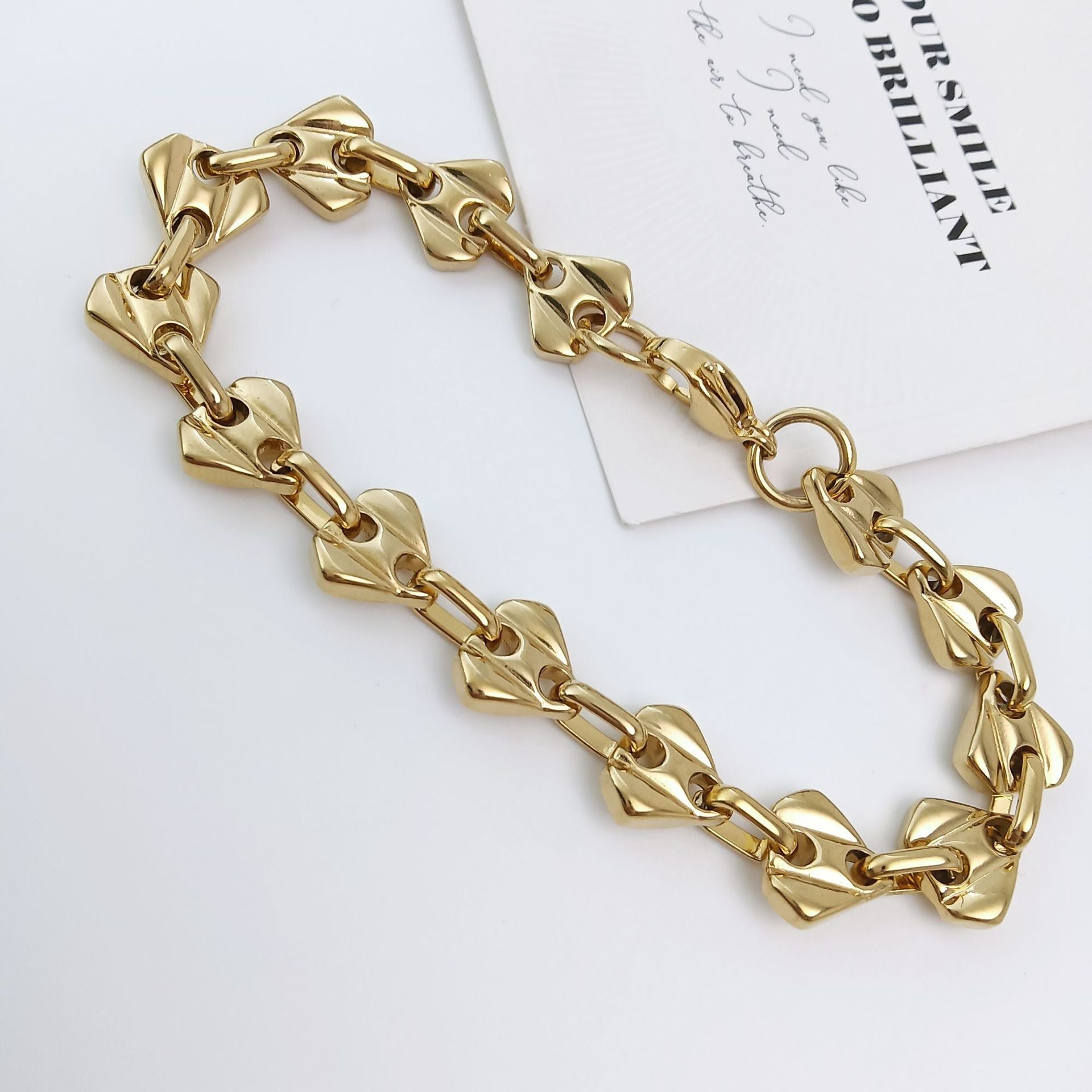 Simple Style Water Droplets Necklace For Women In Gold With Diamond Inlay And 304 Stainless Steel Coffee Bean Chain