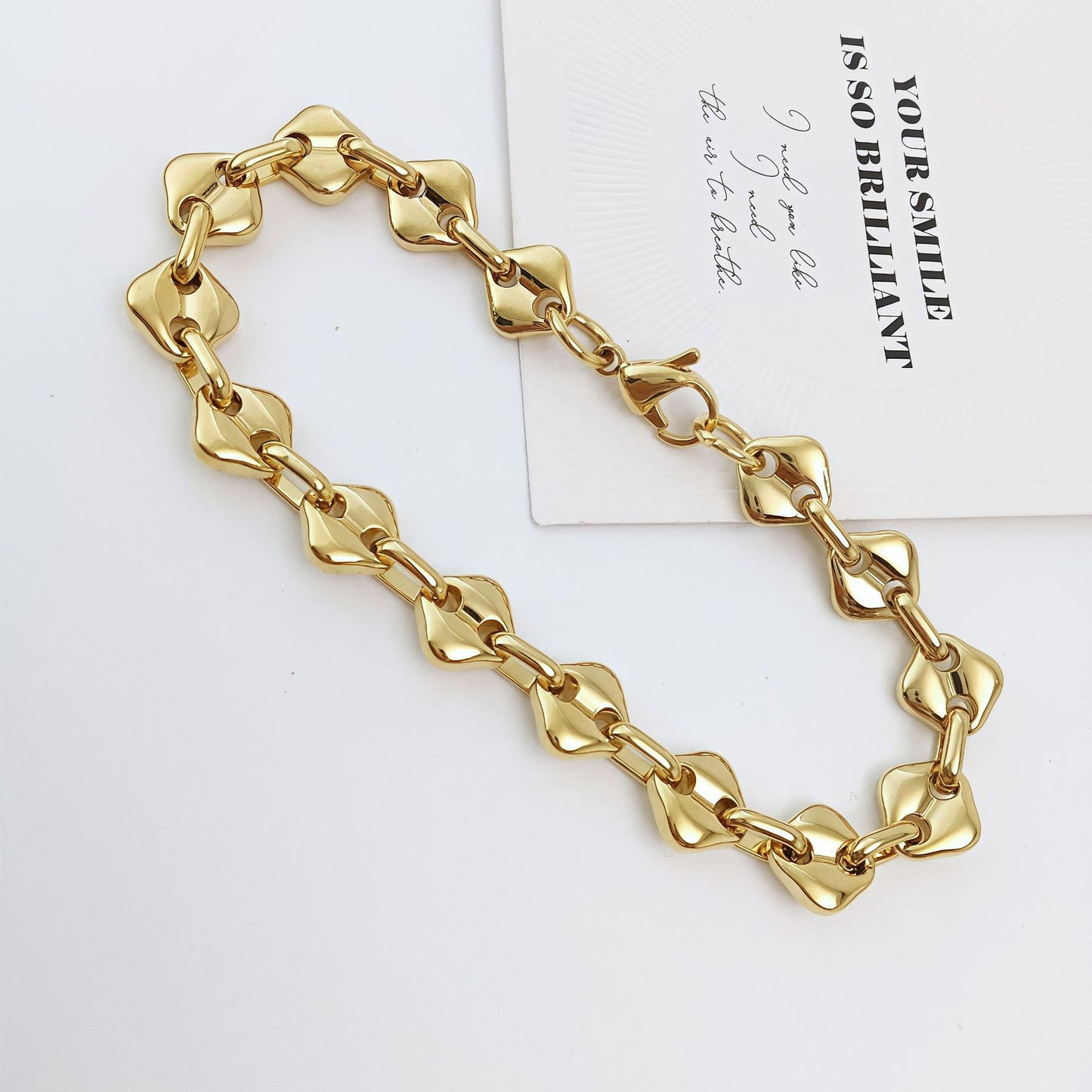 Simple Style Water Droplets Necklace For Women In Gold With Diamond Inlay And 304 Stainless Steel Coffee Bean Chain
